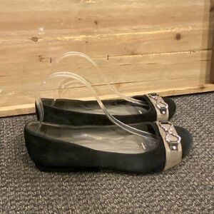 Cole Haan Black Suede leather flats with metal decorative design Sz 9